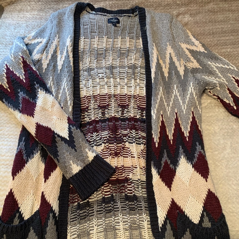 Pattern printed long cardigan